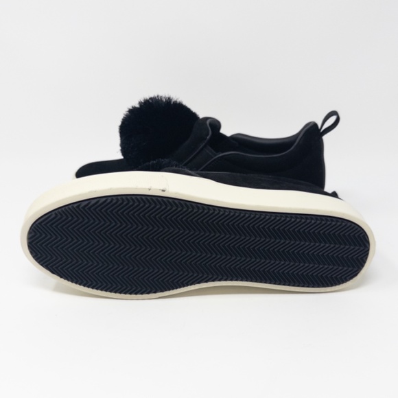 Tory Burch Pom Pom Sneaker Silk Perfect Black White Suede Women Size 6.5 - Picture 7 of 8